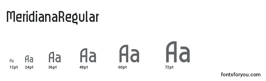 Размеры шрифта MeridianaRegular