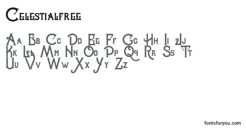 Schriftart Celestialfree – Alphabet, Zahlen, spezielle Symbole