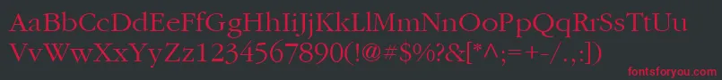 ItcGaramondLtLight Font – Red Fonts on Black Background