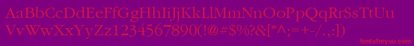 ItcGaramondLtLight Font – Red Fonts on Purple Background