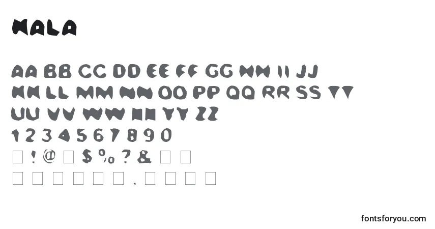 Schriftart Kala – Alphabet, Zahlen, spezielle Symbole