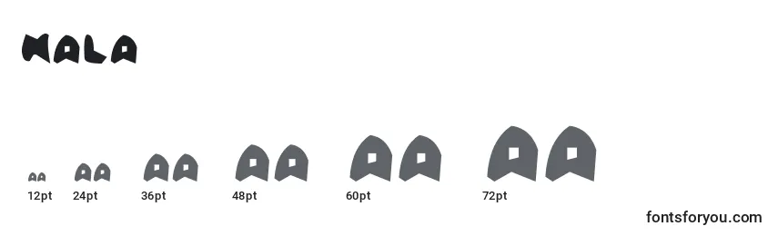 Размеры шрифта Kala