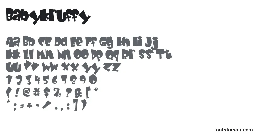 Schriftart BabyKruffy – Alphabet, Zahlen, spezielle Symbole
