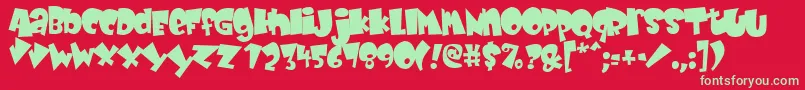 フォントBabyKruffy – 赤い背景に緑の文字