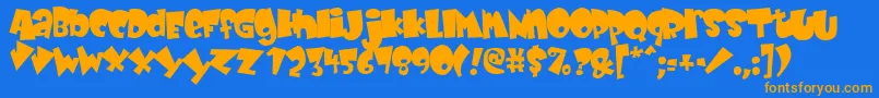 Fonte BabyKruffy – fontes laranjas em um fundo azul