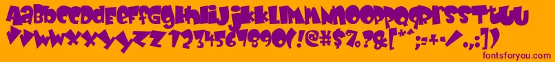 BabyKruffy-Schriftart – Violette Schriften auf orangefarbenem Hintergrund