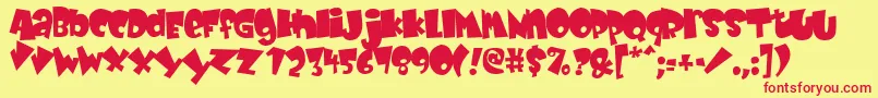 フォントBabyKruffy – 赤い文字の黄色い背景
