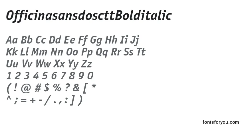 Шрифт OfficinasansdoscttBolditalic – алфавит, цифры, специальные символы