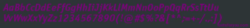 フォントOfficinasansdoscttBolditalic – 黒い背景に紫のフォント