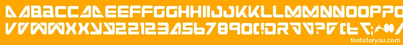 SeaDog2001Condensed-Schriftart – Weiße Schriften auf orangefarbenem Hintergrund