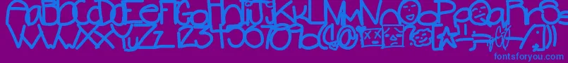 Systamatic-Schriftart – Blaue Schriften auf violettem Hintergrund