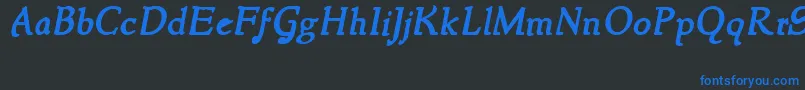 NewstyleBoldItalic Font – Blue Fonts on Black Background