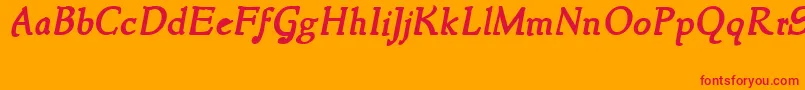 NewstyleBoldItalic Font – Red Fonts on Orange Background