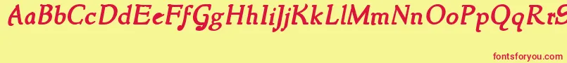 NewstyleBoldItalic-Schriftart – Rote Schriften auf gelbem Hintergrund