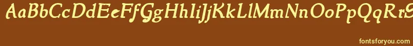Więcej informacji o czcionce NewstyleBoldItalic Czcionka NewstyleBoldItalic – żółte czcionki na brązowym tle