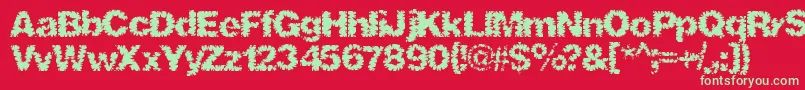 Fonte Shredhard – fontes verdes em um fundo vermelho