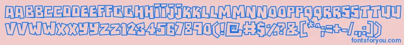 フォントRockbiteroutlines – ピンクの背景に青い文字