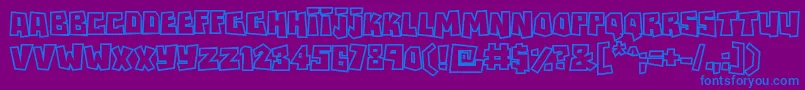 フォントRockbiteroutlines – 紫色の背景に青い文字