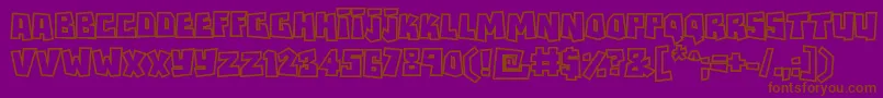 Weitere Informationen zur Rockbiteroutlines-Schriftart Rockbiteroutlines-Schriftart – Braune Schriften auf violettem Hintergrund