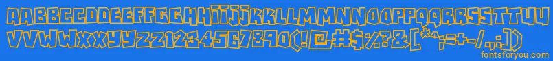 Rockbiteroutlines-Schriftart – Orangefarbene Schriften auf blauem Hintergrund