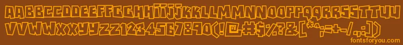 Rockbiteroutlines Font – Orange Fonts on Brown Background