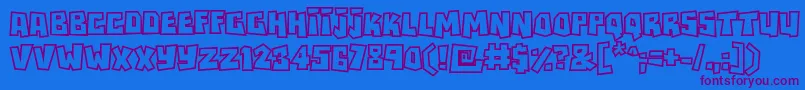 Rockbiteroutlines Font – Purple Fonts on Blue Background