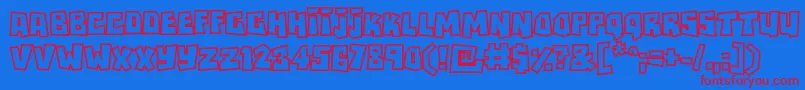 Rockbiteroutlines Font – Red Fonts on Blue Background