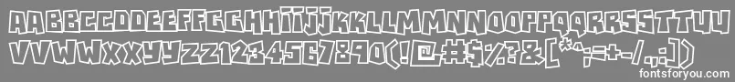 Rockbiteroutlines-fontti – valkoiset fontit harmaalla taustalla