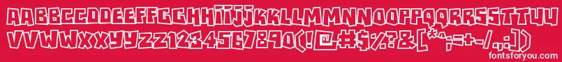 Fonte Rockbiteroutlines – fontes brancas em um fundo vermelho