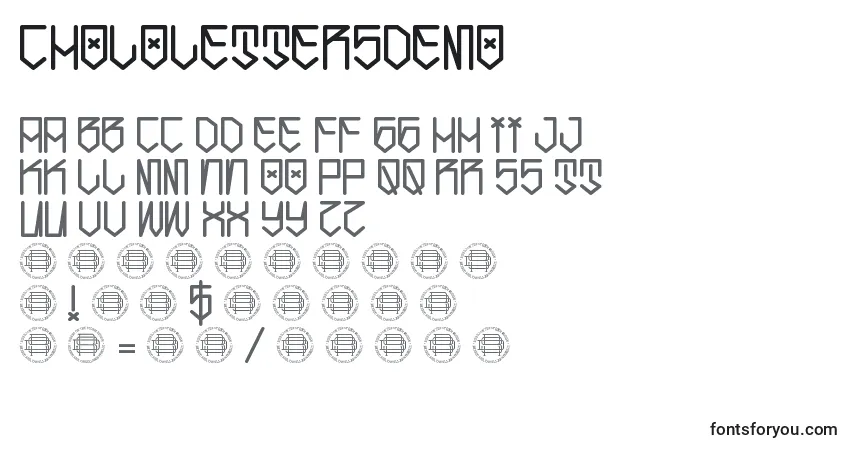 A fonte CholoLettersDemo – alfabeto, números, caracteres especiais