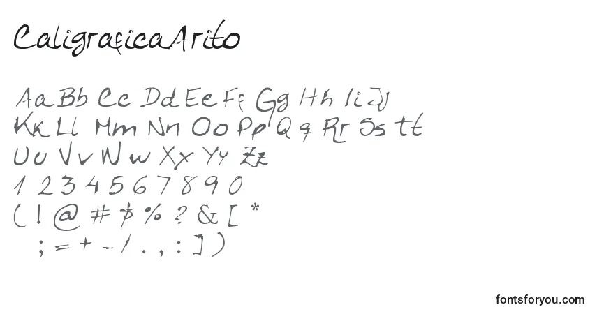 CaligraficaArito-fontti – aakkoset, numerot, erikoismerkit