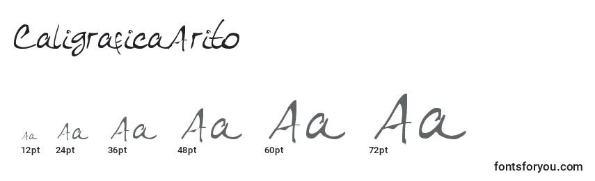 Размеры шрифта CaligraficaArito