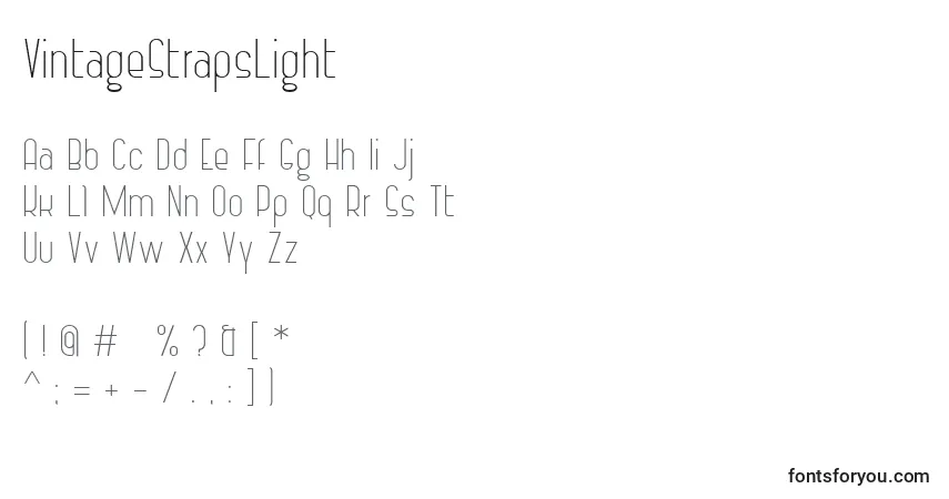 Schriftart VintageStrapsLight – Alphabet, Zahlen, spezielle Symbole