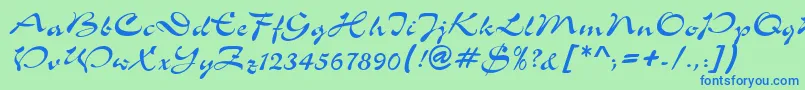 ShowerdbNormal Font – Blue Fonts on Green Background