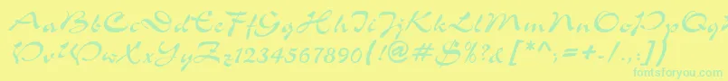 ShowerdbNormal Font – Green Fonts on Yellow Background