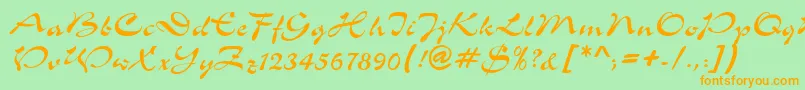 ShowerdbNormal Font – Orange Fonts on Green Background