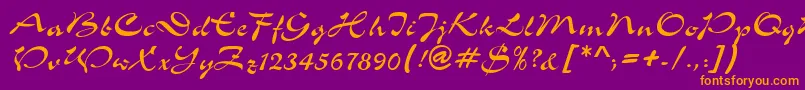 ShowerdbNormal Font – Orange Fonts on Purple Background