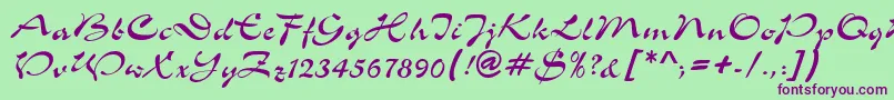 ShowerdbNormal Font – Purple Fonts on Green Background