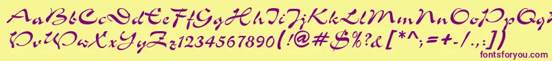 ShowerdbNormal Font – Purple Fonts on Yellow Background