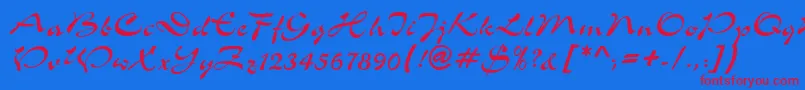 ShowerdbNormal-Schriftart – Rote Schriften auf blauem Hintergrund