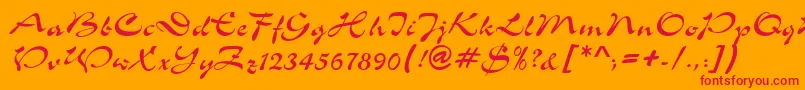 ShowerdbNormal Font – Red Fonts on Orange Background