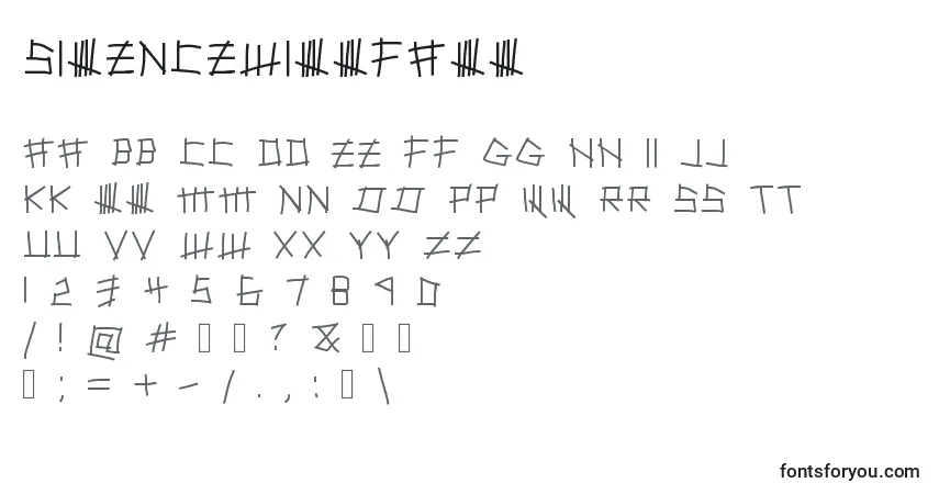 Czcionka SilenceWillFall – alfabet, cyfry, specjalne znaki