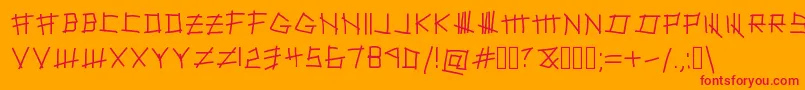 Fonte SilenceWillFall – fontes vermelhas em um fundo laranja