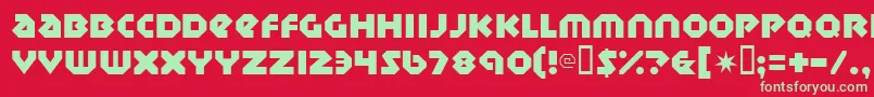 フォントSudbury – 赤い背景に緑の文字