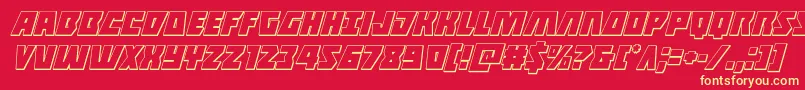 Halfshellhero3Dital Font – Yellow Fonts on Red Background