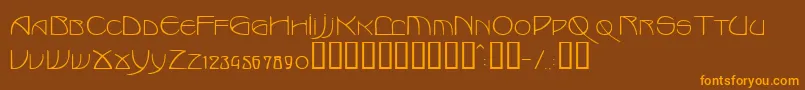 フォントMarlowe – オレンジ色の文字が茶色の背景にあります。