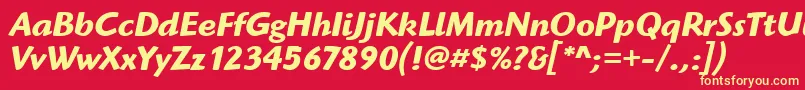 HighlanderItcTtBolditalic Font – Yellow Fonts on Red Background