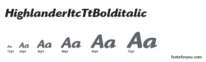 HighlanderItcTtBolditalic Font Sizes