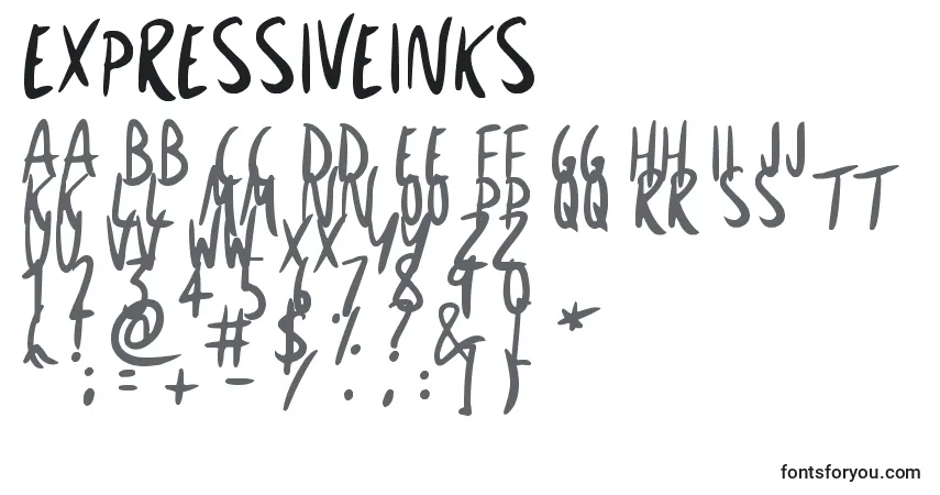 A fonte ExpressiveInks – alfabeto, números, caracteres especiais