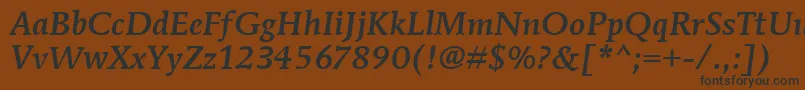 MendozaRomanItcMediumItalic-Schriftart – Schwarze Schriften auf braunem Hintergrund